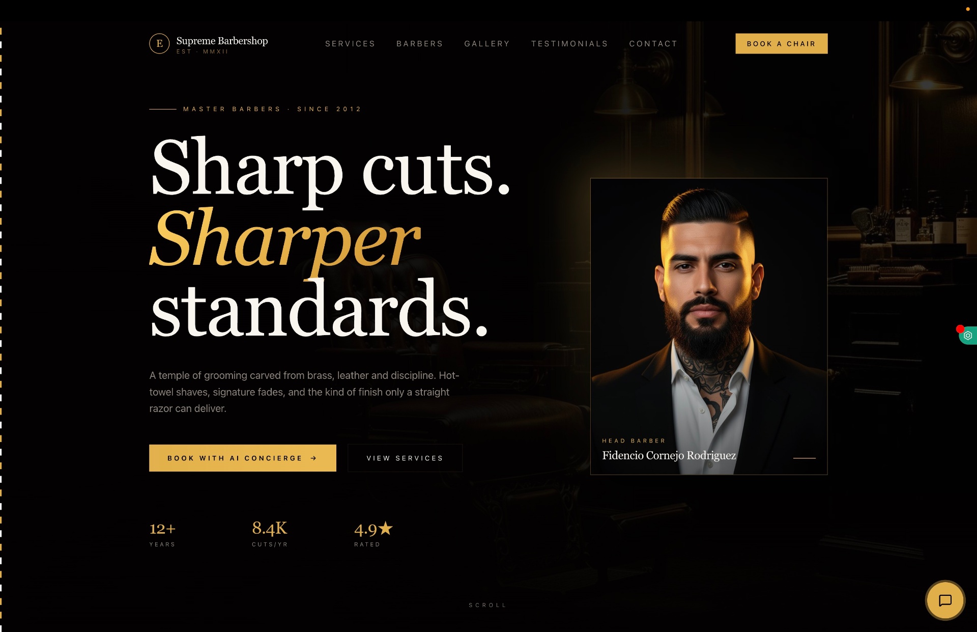 Supreme Barbershop website screenshot