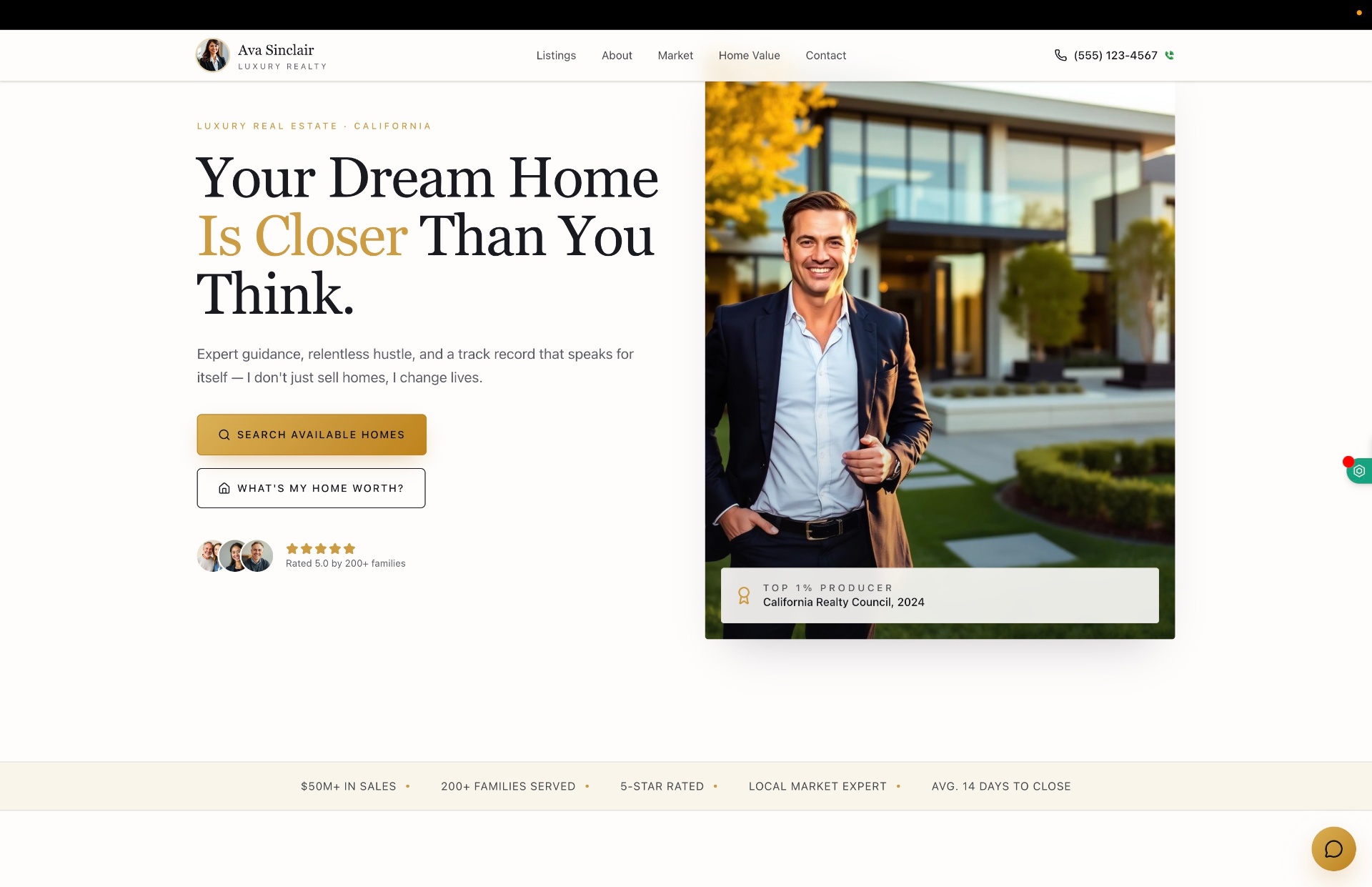 Ava Sinclair Luxury Realty website screenshot
