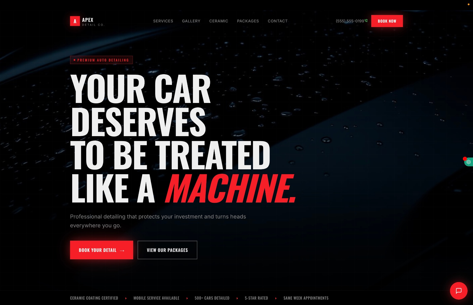 Apex Detail Co. website screenshot