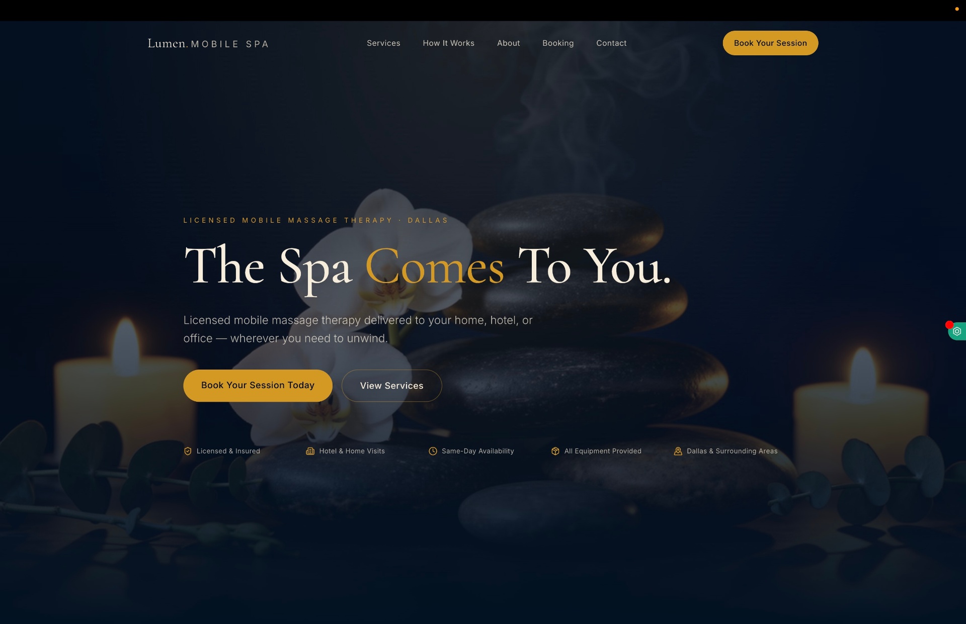 Lumen Mobile Spa website screenshot