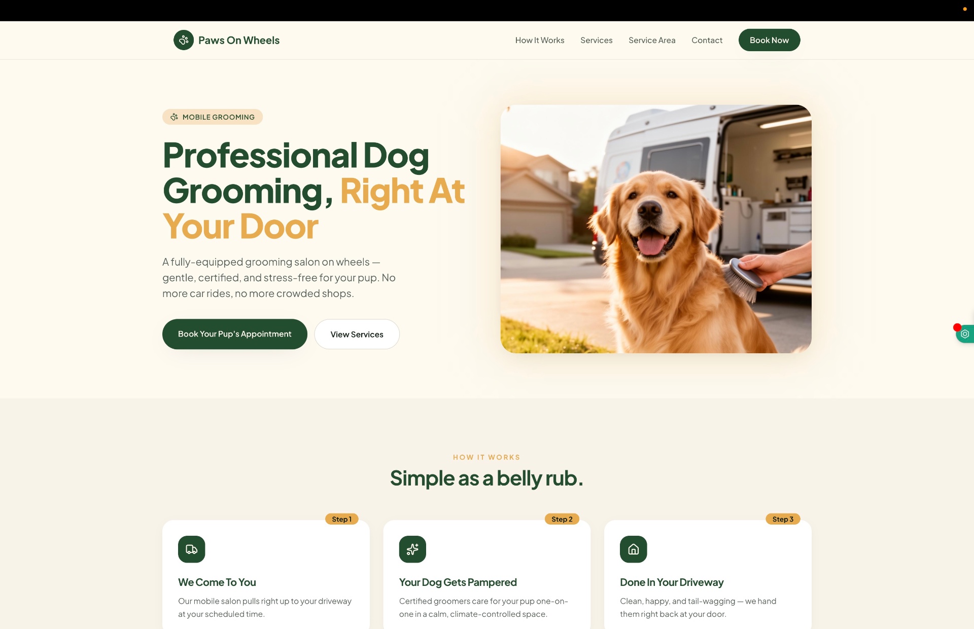 Paws On Wheels website screenshot