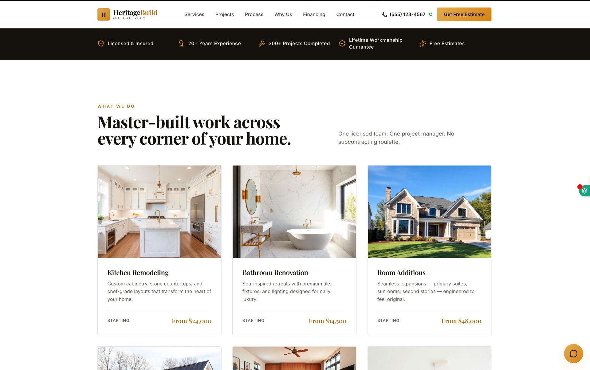 HeritageBuild Co. website screenshot