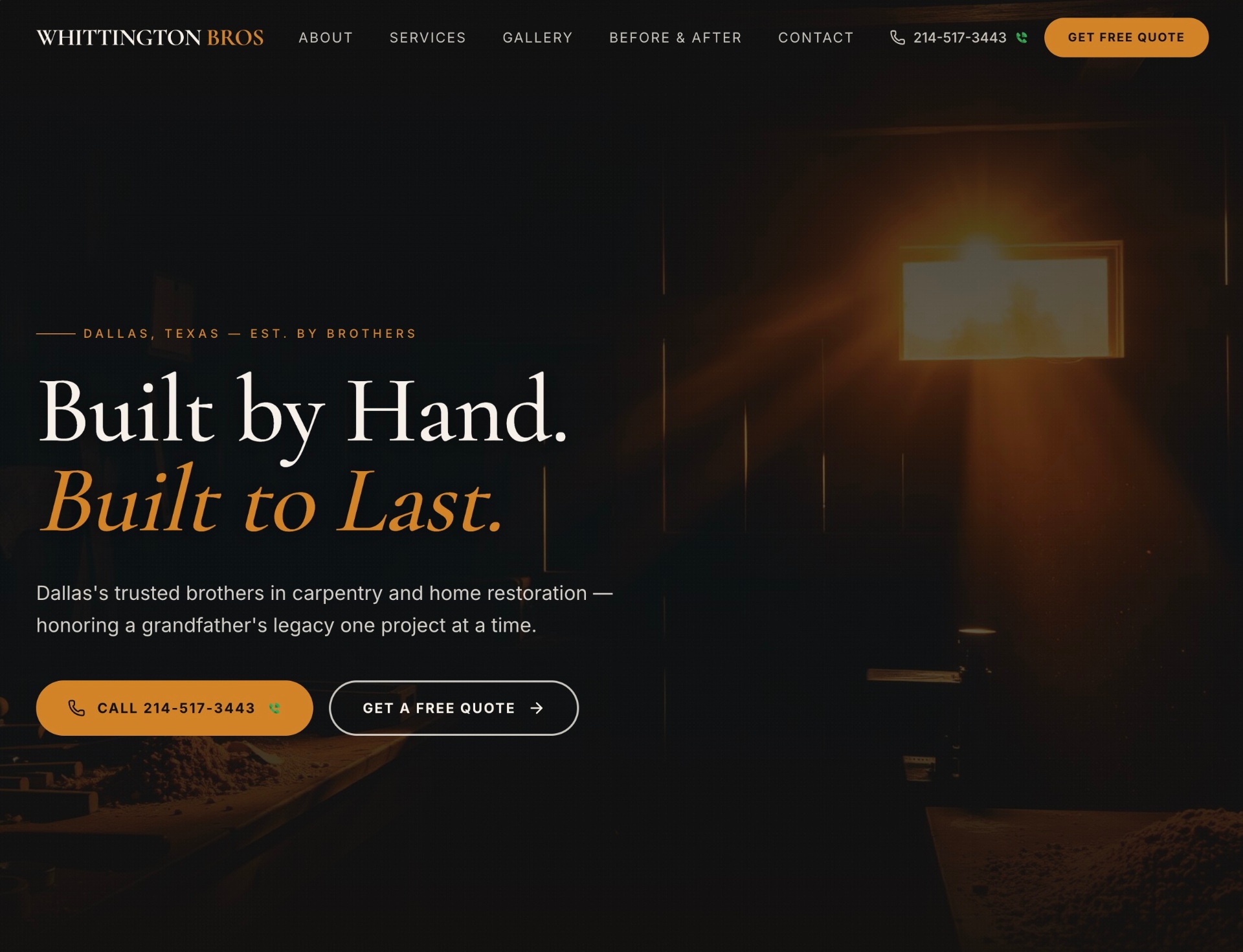 Whittington Bros website screenshot